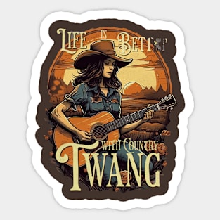 Country Music Vibes - Rustic Guitar & Heartfelt Lyrics Sticker